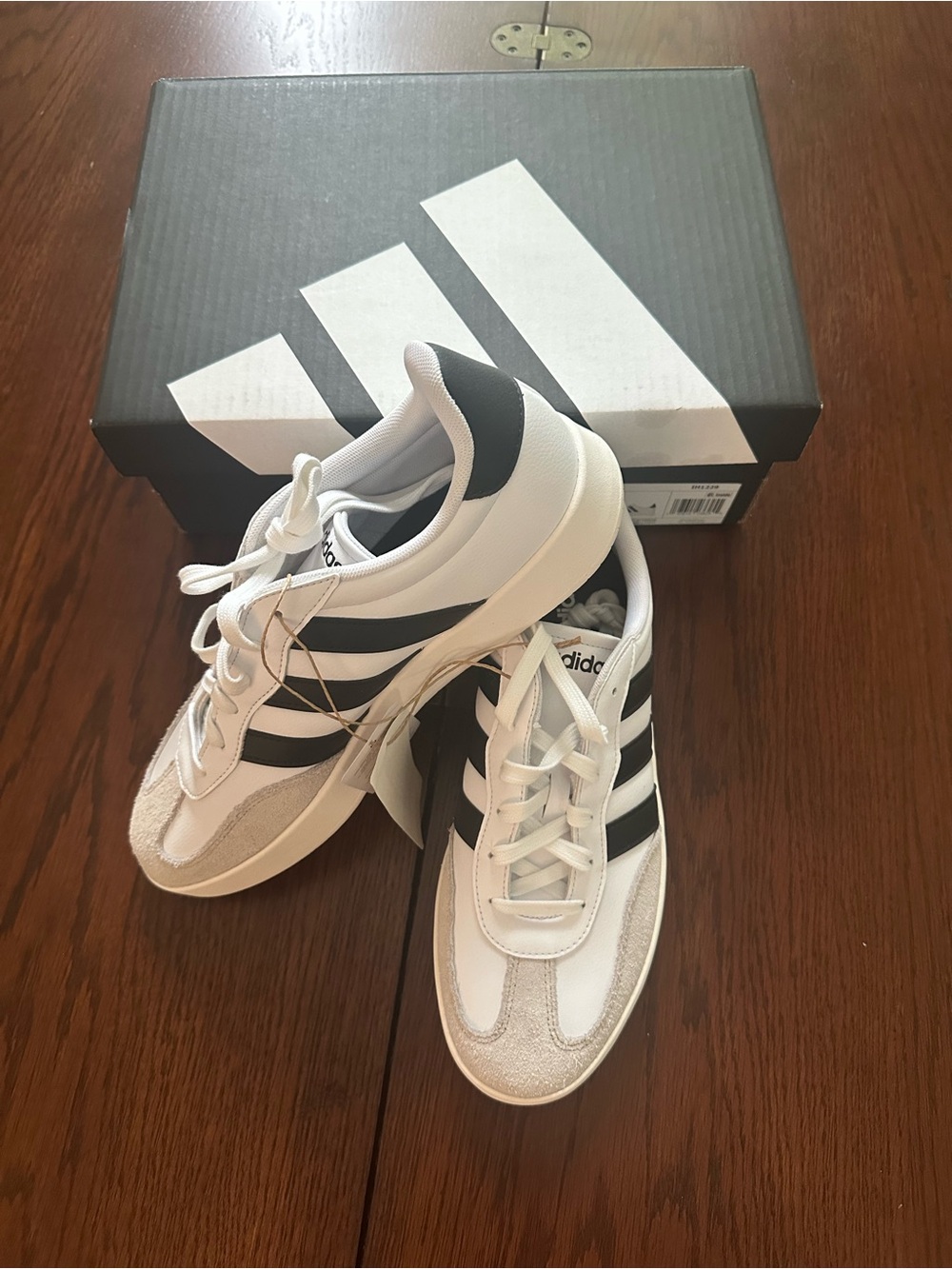 Adidas  White & Black Samba Style Casual Sneakers - Picture 2 of 4